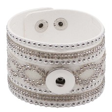 Partnerbeads 21CM white leather bracelets fit 18/20MM snaps chunks KC0293 snaps jewelry