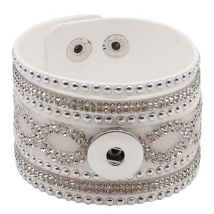 Partnerbeads 21CM white leather bracelets fit 18/20MM snaps chunks KC0293 snaps jewelry