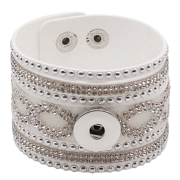 Partnerbeads 21CM white leather bracelets fit 18/20MM snaps chunks KC0293 snaps jewelry