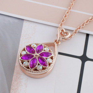 20MM round Rose-Gold Plated with rose-red rhinestone KC7549 snaps jewelry