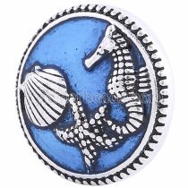 20MM Sealife snap Silver Plated with blue Enamel KC6155 snaps jewelry