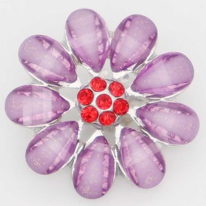 20MM flower snap with purple rhinestones  KC6881 snaps jewelry