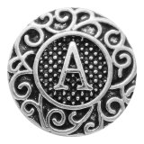 20MM English alphabet-A snap Antique silver  KC6745 snaps jewelry