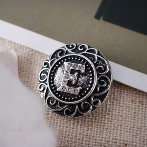 20MM English alphabet-E snap Antique silver  plated with  Rhinestones KB6258 snaps jewelry