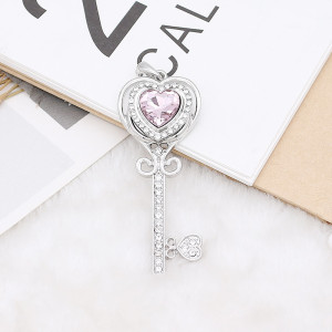 20MM love design snap Silver Plated with pink rhinestone KC9923 snaps jewelry