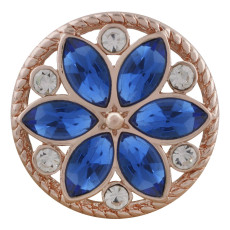20MM round Rose-Gold Plated with blue rhinestone KC7545 snaps jewelry
