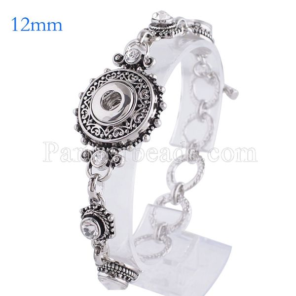 20CM 1 buttons snaps metal Bracelets with Rhinestones KS0985-S fit 12MM snaps chunks