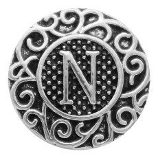 C20MM English alphabet-N snap Antique silver  KC6758 snaps jewelr