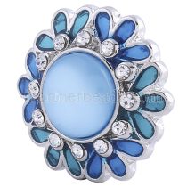 20MM snaps chunks with light blue Opals and rhinestones  interchangeable jewelry