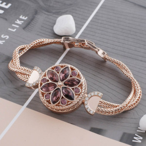 20MM round Rose Gold Plated with purple rhinestone KC7550 snaps jewelry