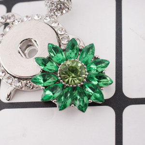 20MM Gear snap Silver Plated with Green rhinestone  KC9811 snap jewelry