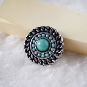 20MM Round snap Antique  Plated with small beads KB6288 cyan