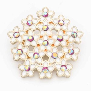20MM Flower snap sliver Plated with gray Rhinestone  KC6706 snaps jewelry