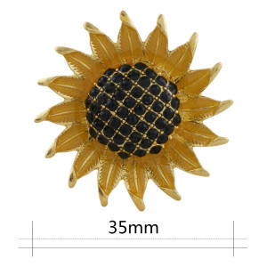 20MM sunflower big size snap gold Plated with rhinestone and yellow enamel KC9863 snaps jewelry