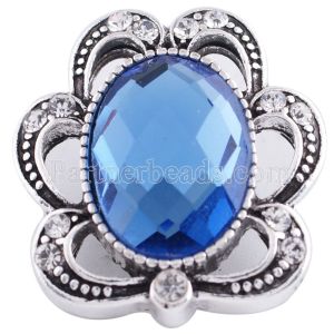 20MM snap Antique Silver plated with blue and clear Rhinestones KC6235 snaps jewelry