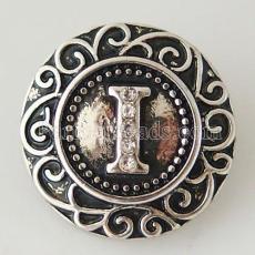 20MM English alphabet-I snap Antique silver  plated with  Rhinestones KB6262 snaps jewelry
