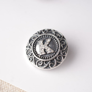 20MM English alphabet-K snap Antique silver  plated with  Rhinestones KB6264 snaps jewelry