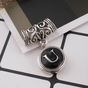 20MM English alphabet-U  snap silver  plated KB1271 with  Enamel interchangeable snaps jewelry