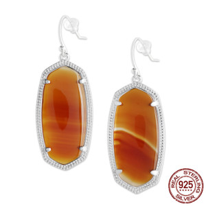 S925 Sterling Silver Kendra Scott style Elle Drop Earrings with red agate GM6007