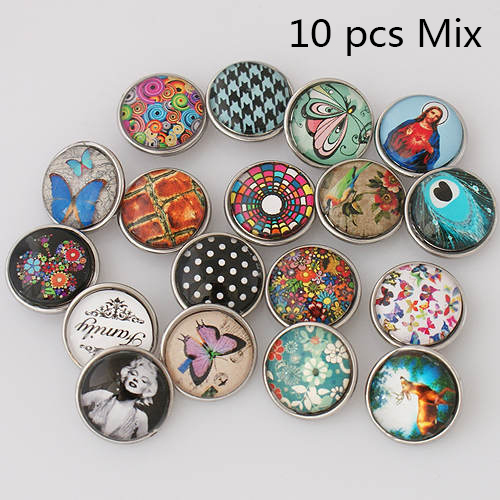 10pcs/lot glass snap buttons MixMix all styles 20MM Snap buttons MIX ...