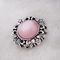 20MM Pattern snap Antique Silver Plated with pink rhinestone KB6491 snaps jewelry