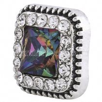 20MM Square snap Antique Silver plated with multicolor Rhinestones KC6248 snaps jewelry