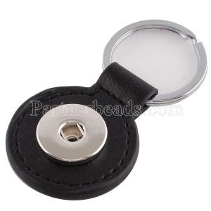 black pu leater fashion Keychain  buttons fit snaps chunks KC1109 Snaps Jewelry