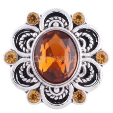20MM snap flower Antique silver plated with brown rhinestones  KC6289 interchangable snaps jewelry