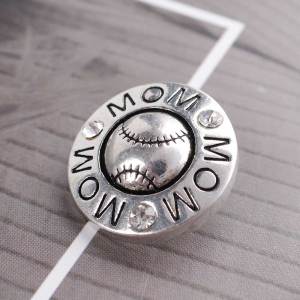 20MM Baseball snap Silver Plated with white rhinestones KC6202 snaps jewelry