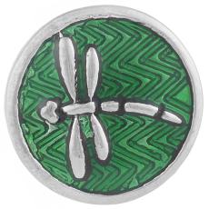 20MM Dragonfly snap Silver Plated with green Enamel KB7717 snaps jewelry