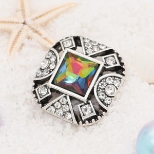 20MM design snap Silver Plated with   rhinestone KC6901 snaps jewelry multicolor
