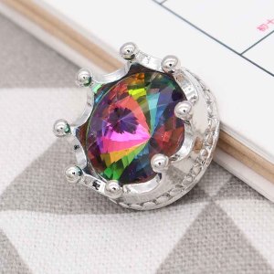20MM crown snap Silver Plated with colorful rhinestone KC6815 snaps jewelry