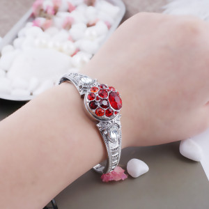 20MM Round snap Antique Silver Plated with red  rhinestone KB5002 snaps jewelry