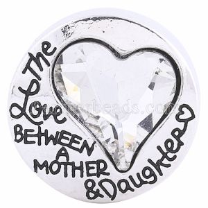 20MM Love snap Silver Plated with white Rhinestone KC6132 snaps jewelry