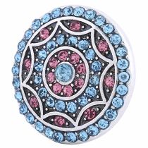 20MM Round snap Antique Silver Plated with blue rhinestone KC6024 snaps jewelry