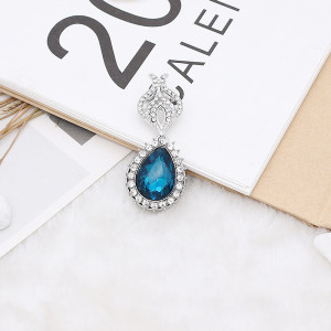 20MM design snap Silver Plated with cyan rhinestone KC9917 snaps jewelry