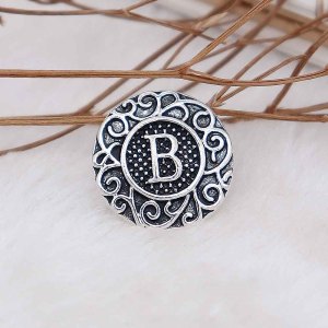 C20MM English alphabet-B snap Antique silver  KC6746 snaps jewelry