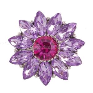 20MM flower snap Silver Plated with purple rhinestone  KC9810 snap jewelry
