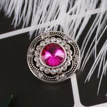 20MM snap round Antique silver plated with rose-red rhinestones  KC6283 interchangable snaps jewelry