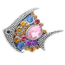 20MM Fish snap silver Plated with Colorful Rhinestones  KC6798 Multicolor