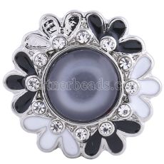 20MM snaps chunks with black Opals and rhinestones interchangeable jewelry