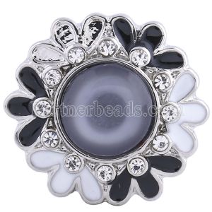 20MM snaps chunks with black Opals and rhinestones interchangeable jewelry