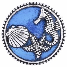 20MM Sealife snap Silver Plated with blue Enamel KC6155 snaps jewelry