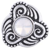 20MM Decorative pattern snap Silver Plated with  white Rhinestone KC6139 snaps jewelry