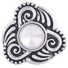 20MM Decorative pattern snap Silver Plated with  white Rhinestone KC6139 snaps jewelry