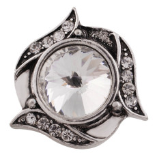 20MM design snap Silver Plated with white Rhinestone KC6454 snaps jewelry