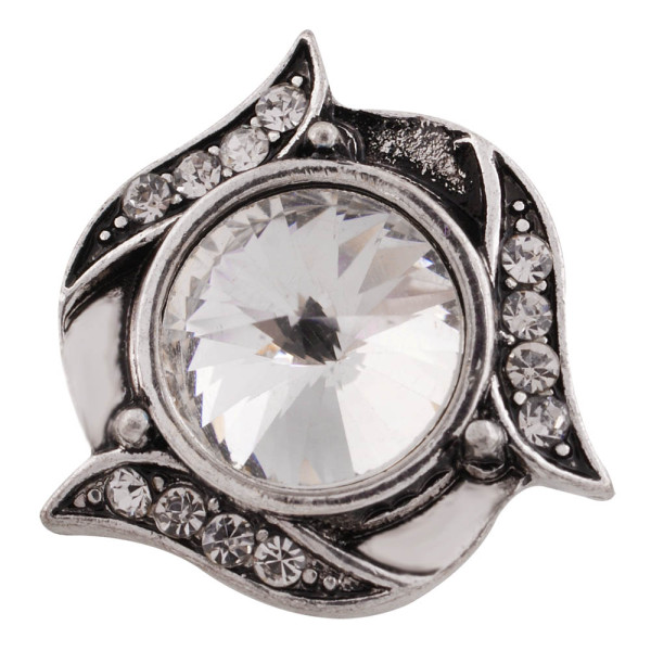 20MM design snap Silver Plated with white Rhinestone KC6454 snaps jewelry