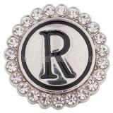 20MM English alphabet-R snap Antique silver  plated with Rhinestones KC8547 snaps jewelry