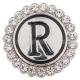 20MM English alphabet-R snap Antique silver  plated with Rhinestones KC8547 snaps jewelry