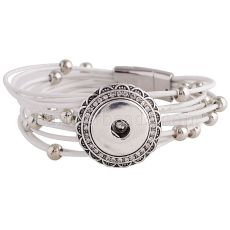 Concise style white leather bracelets fit 18/20mm chunks